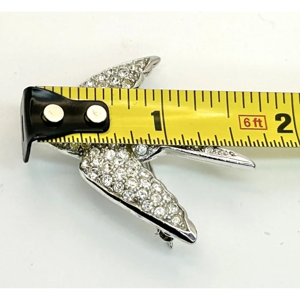 Vintage Avon Rhinestone Dove Swallow Bird Pin Smithsonian Signed Brooch EC +🎁